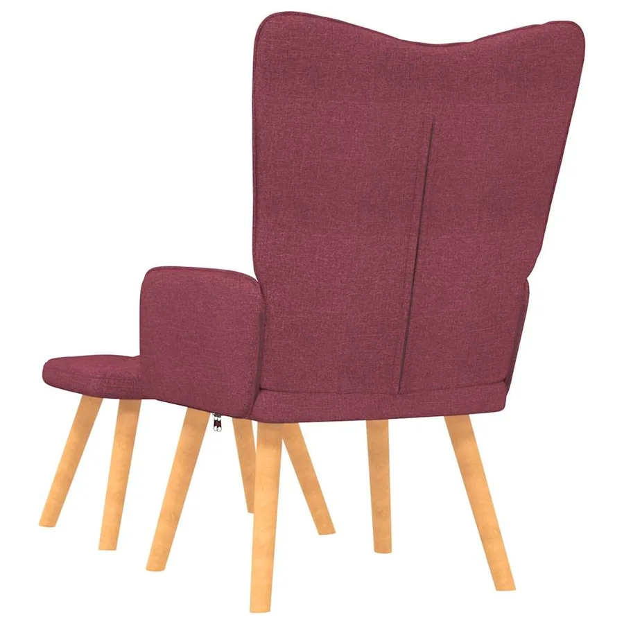 Chaise de relaxation avec tabouret Rouge bordeaux Tissu - 4
