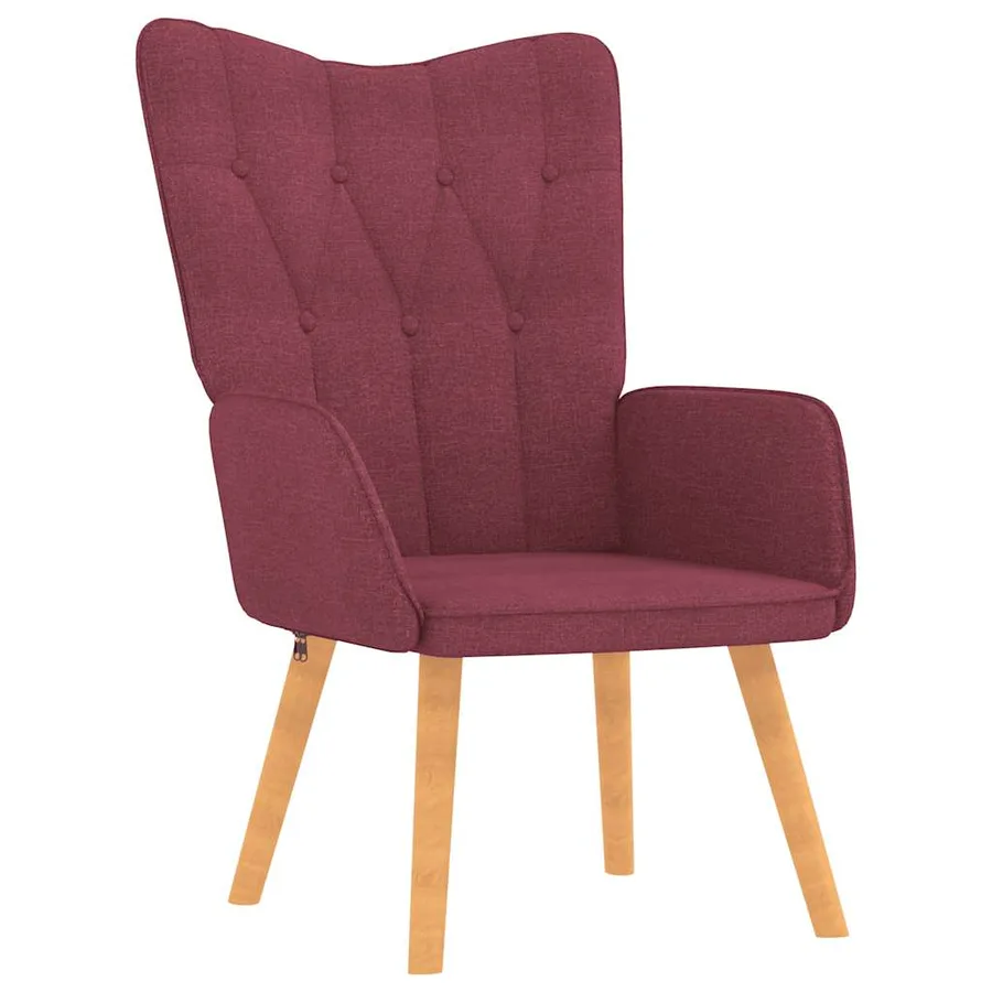 Chaise de relaxation avec tabouret Rouge bordeaux Tissu - 5
