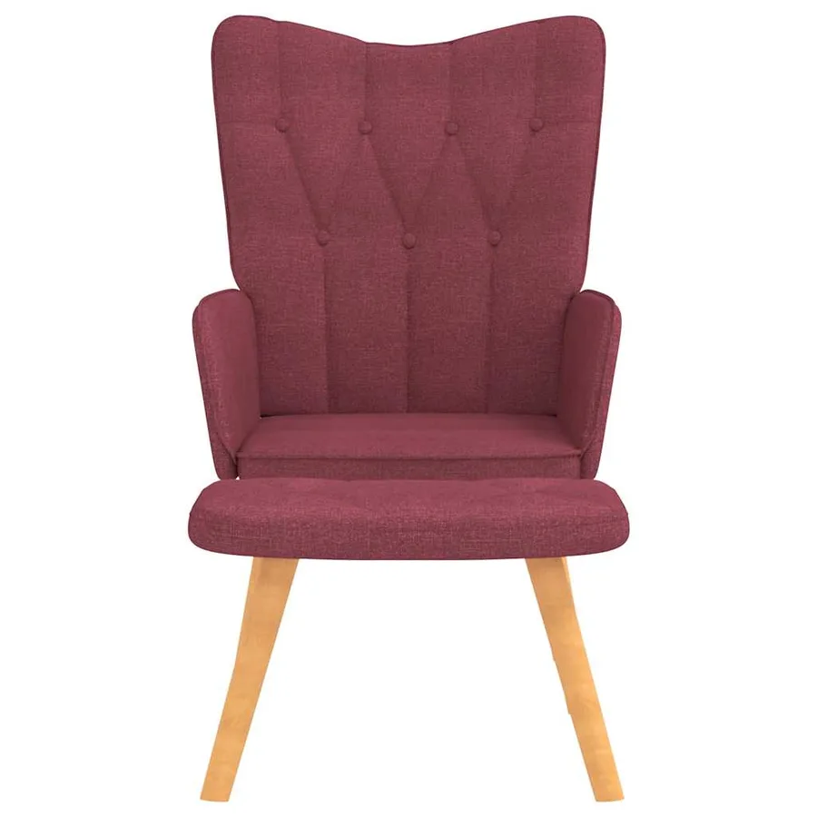 Chaise de relaxation avec tabouret Rouge bordeaux Tissu - 8