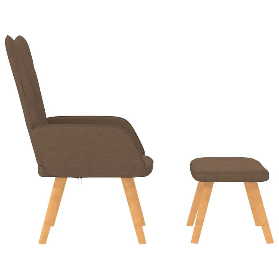 Chaise de relaxation avec tabouret Marron Tissu - 3
