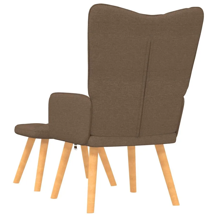 Chaise de relaxation avec tabouret Marron Tissu - 4
