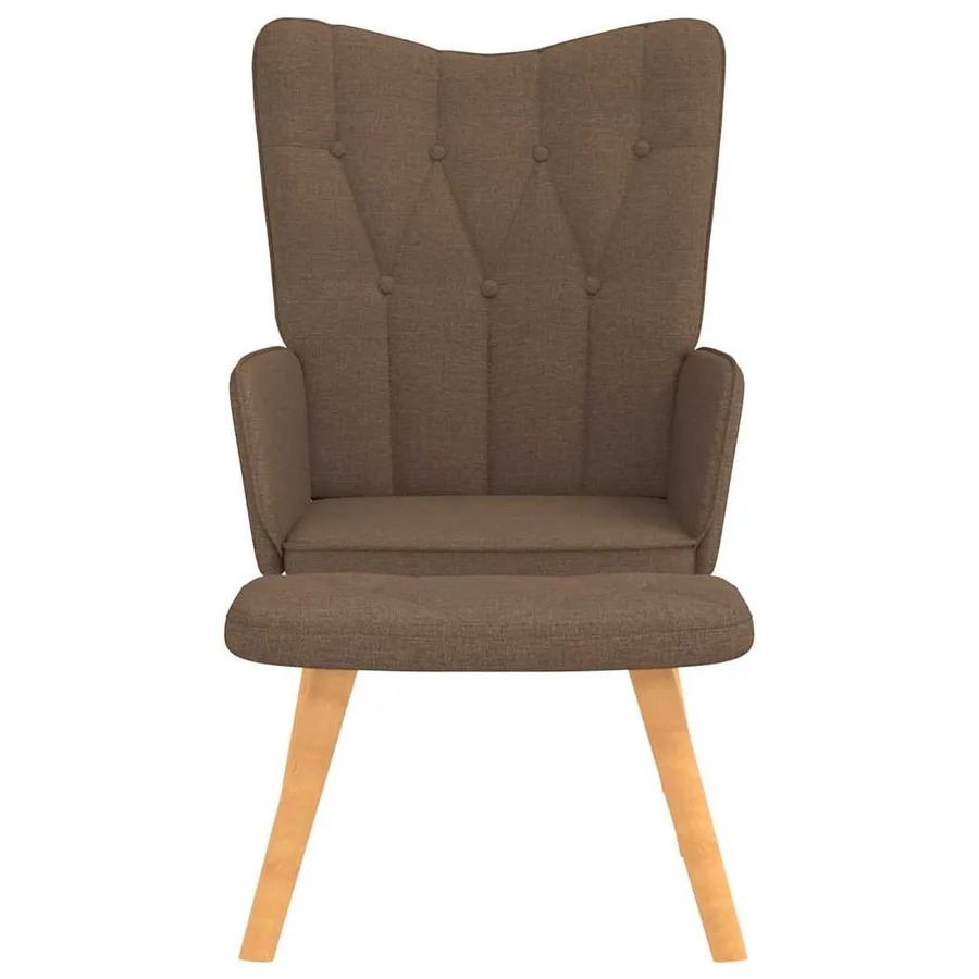 Chaise de relaxation avec tabouret Marron Tissu - 8