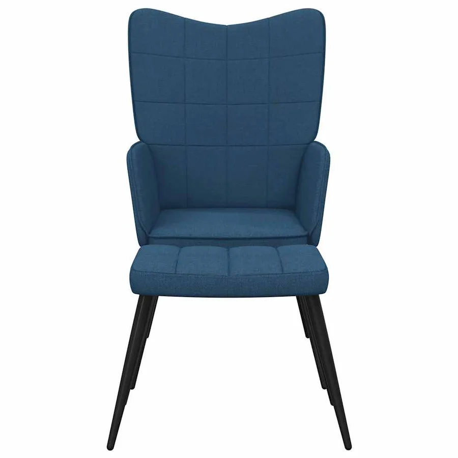 Chaise de relaxation avec tabouret Bleu Tissu - 4