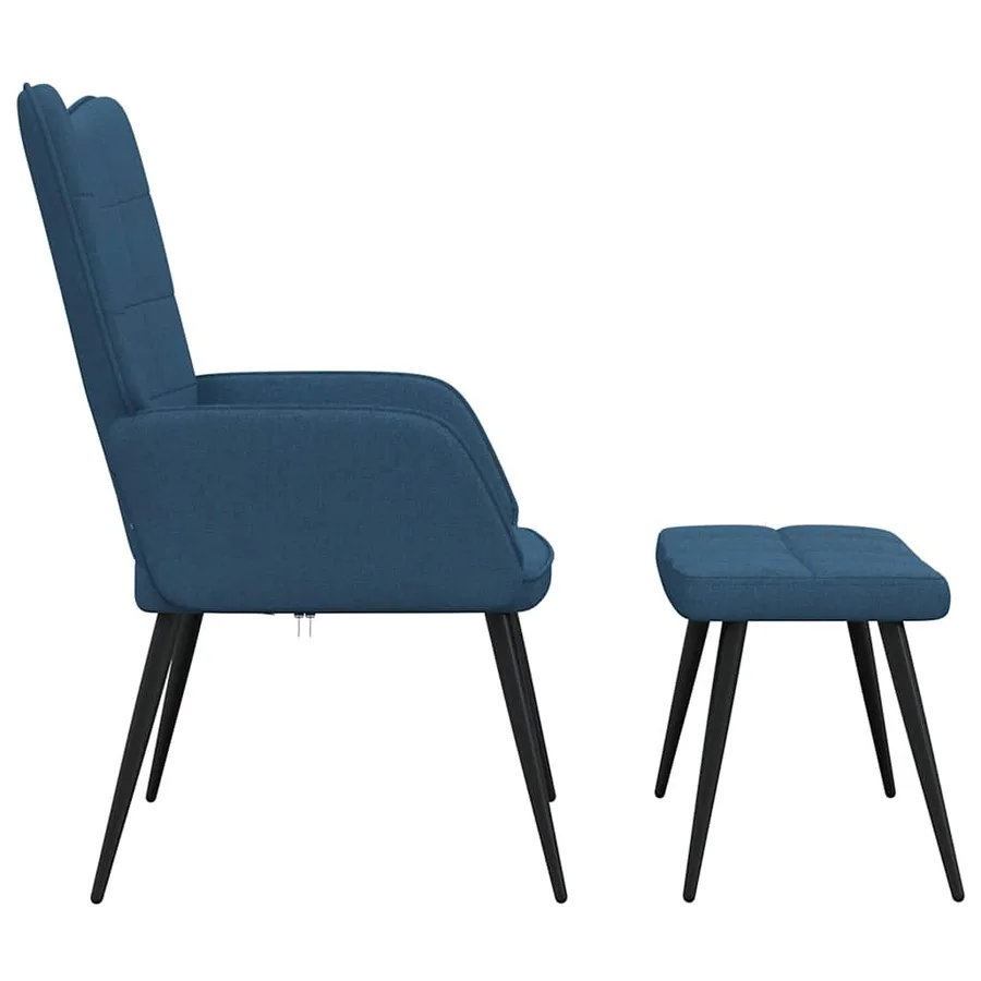 Chaise de relaxation avec tabouret Bleu Tissu - 6