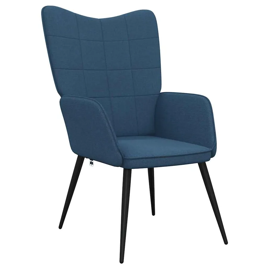 Chaise de relaxation avec tabouret Bleu Tissu - 7