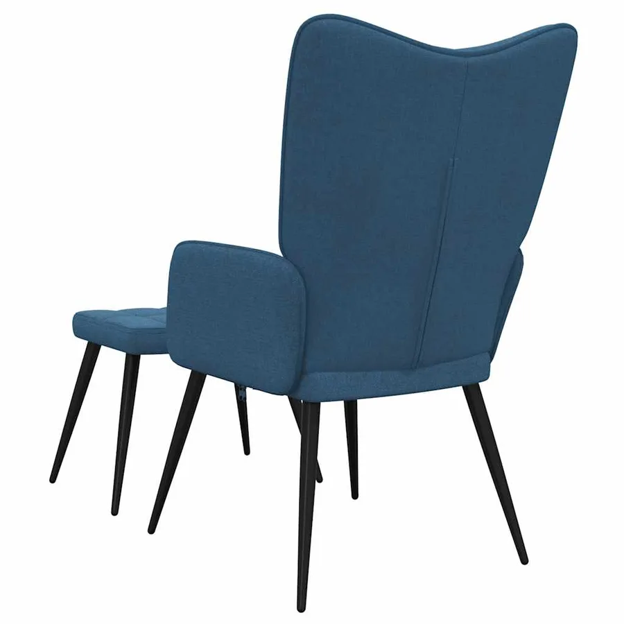 Chaise de relaxation avec tabouret Bleu Tissu - 9