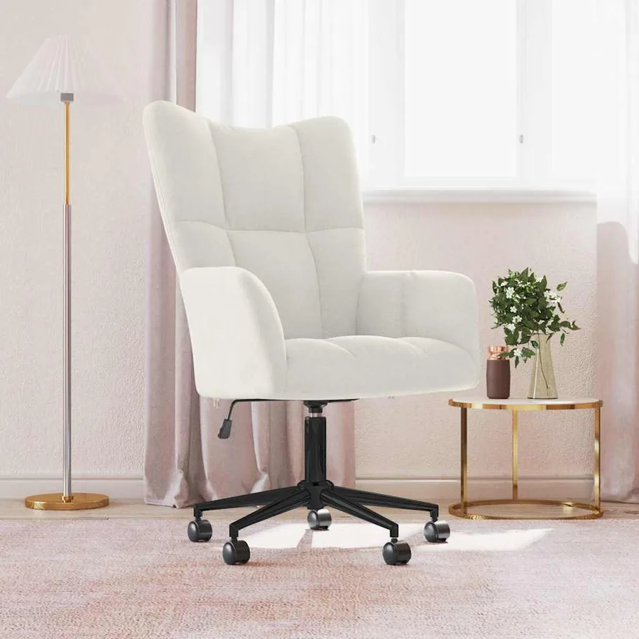 Chaise de relaxation Blanc crème Velours