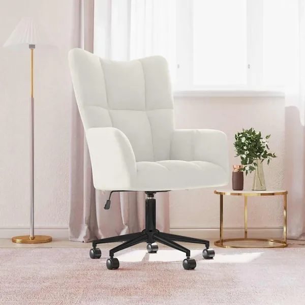 Chaise de relaxation Blanc crème Velours