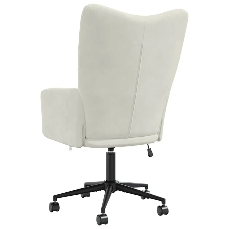 Chaise de relaxation Blanc crème Velours - 5