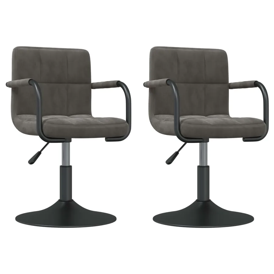 Chaises pivotantes à manger lot de 2 gris foncé velours - 2