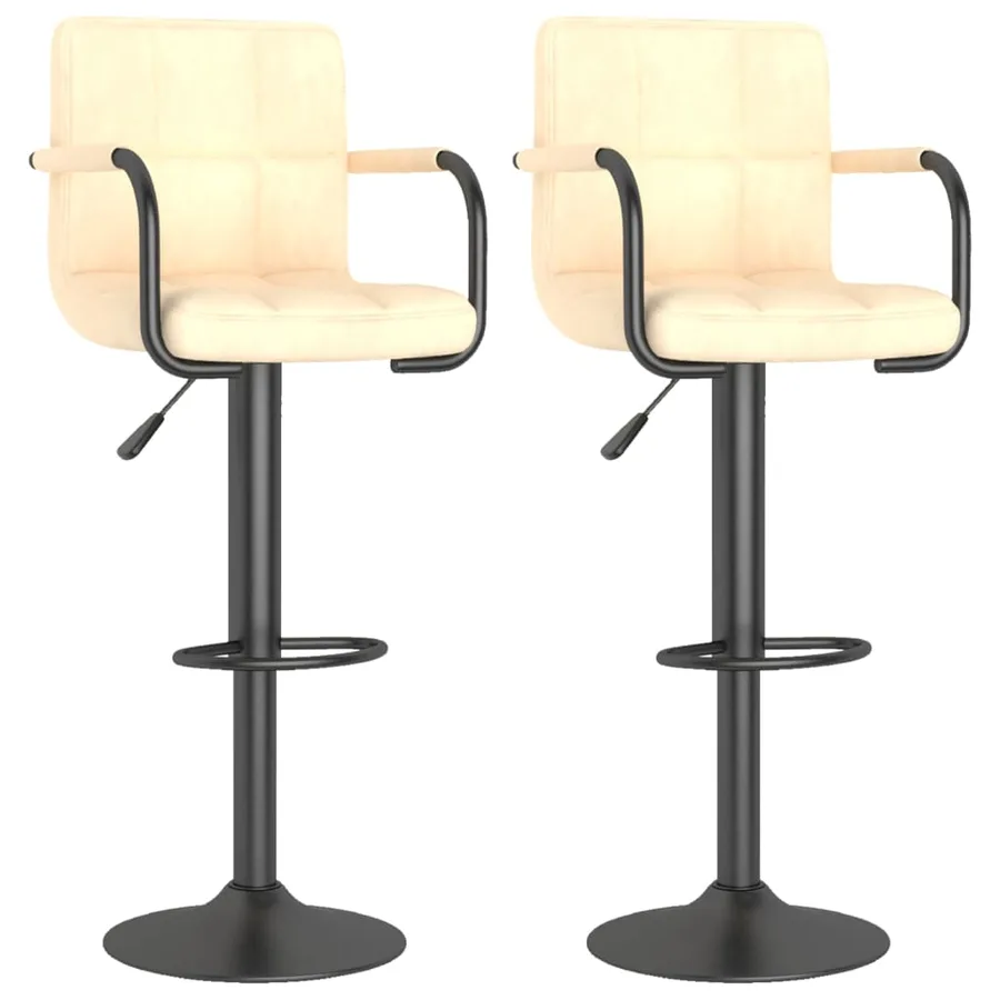 Tabourets de bar lot de 2 crème velours - 2