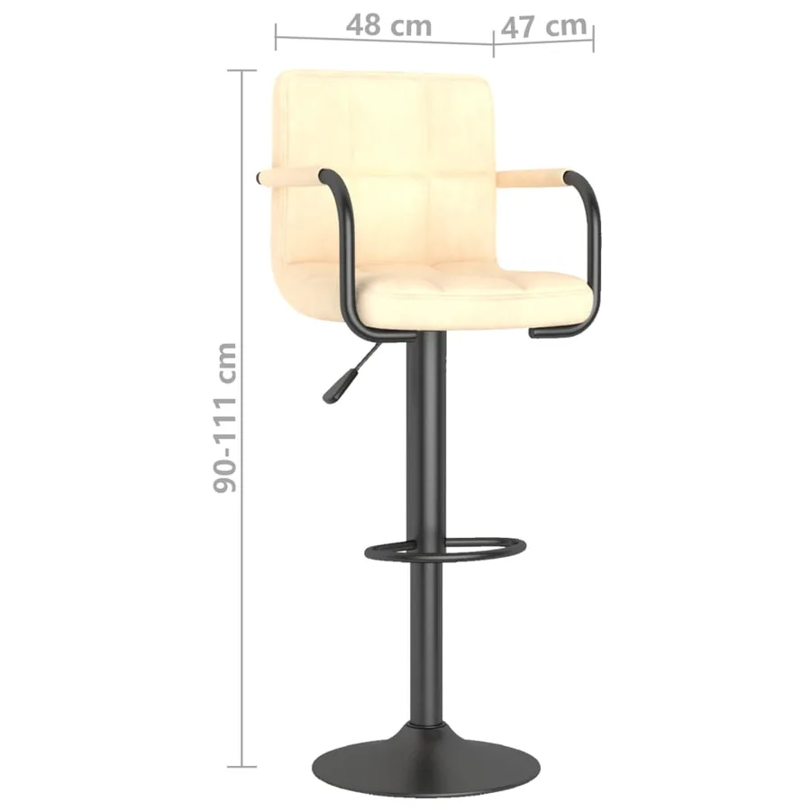Tabourets de bar lot de 2 crème velours - 9