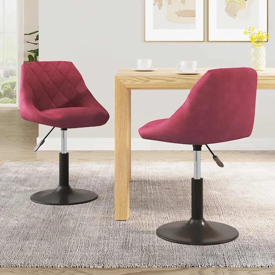Chaises pivotantes à manger lot de 2 bordeaux velours