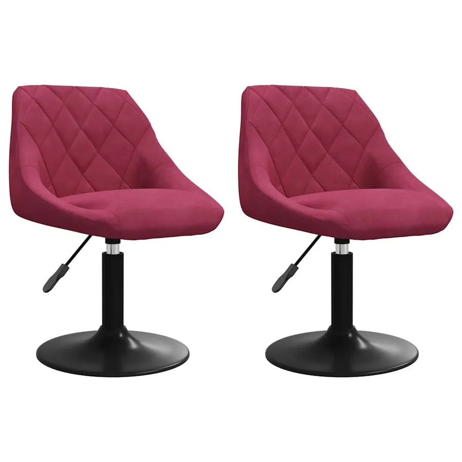 Chaises pivotantes à manger lot de 2 bordeaux velours - 2