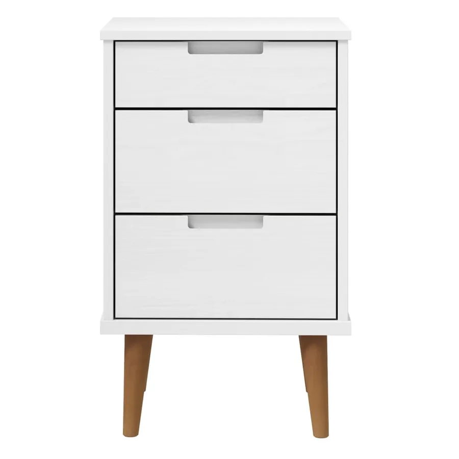 Table de chevet MOLDE Blanc 40x35x65 cm Bois de pin massif - 4
