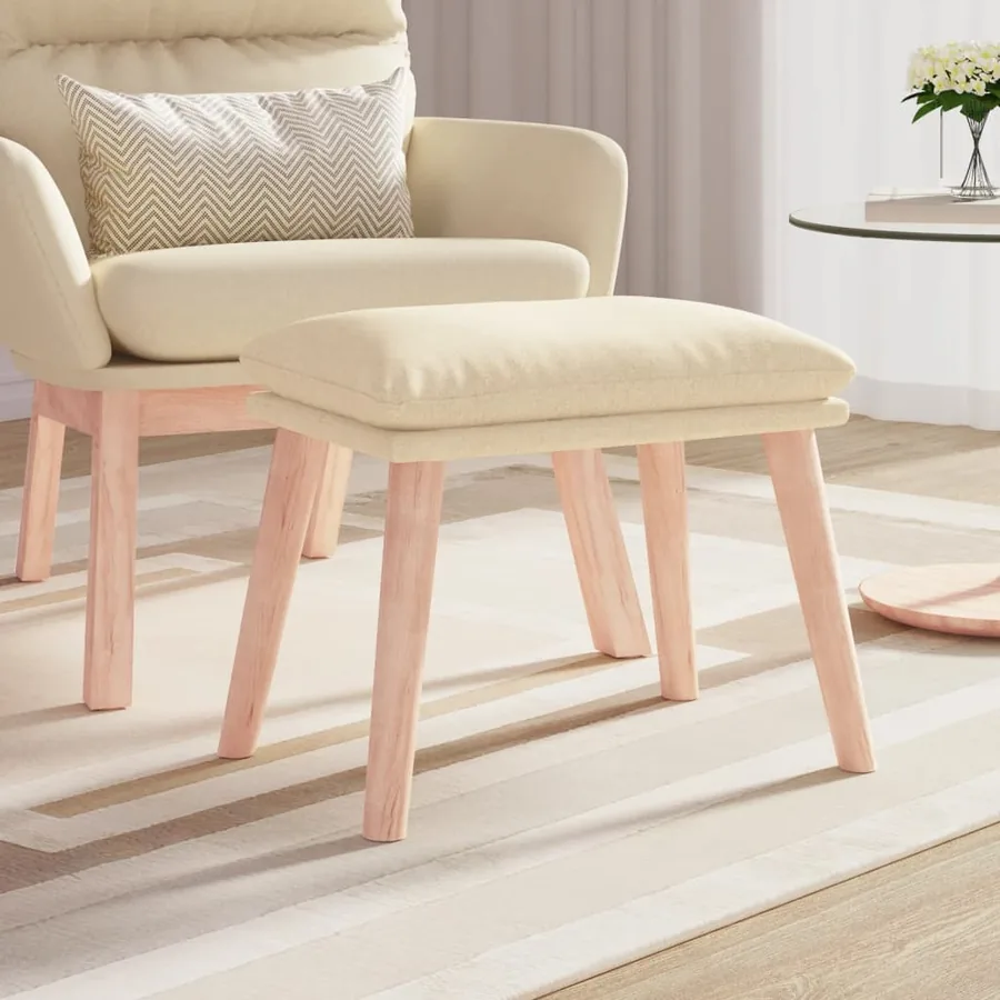Repose-pied Crème 45x29,5x35 cm Tissu