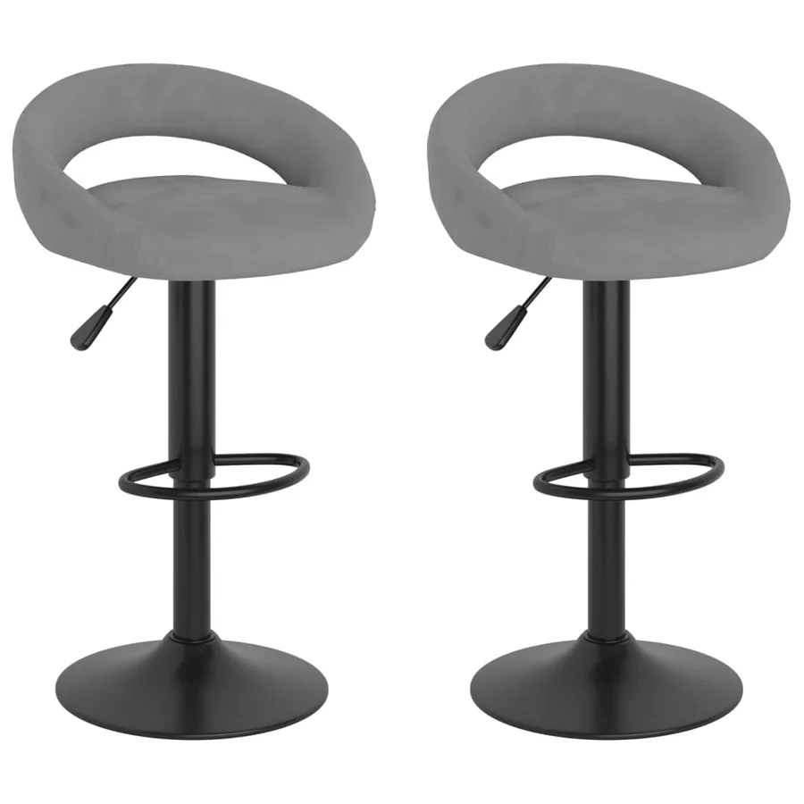 Tabourets de bar lot de 2 gris clair velours - 2