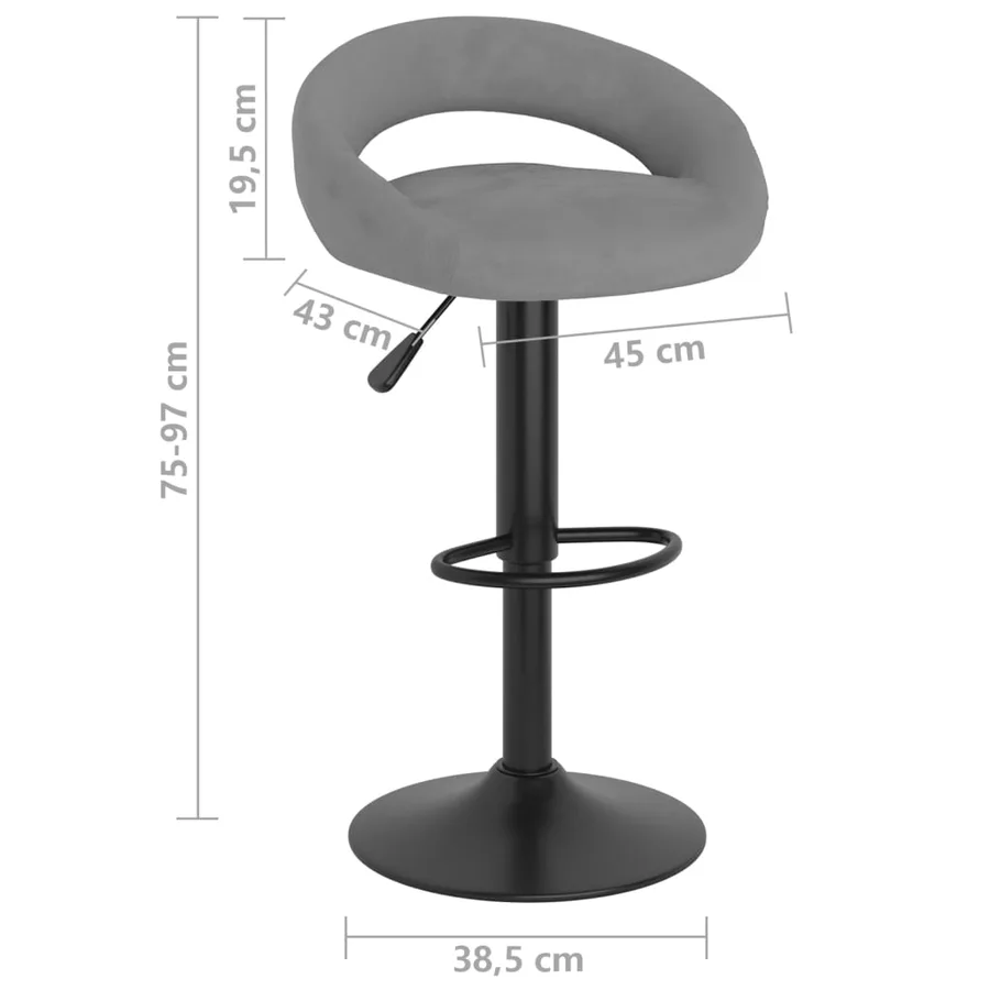 Tabourets de bar lot de 2 gris clair velours - 9