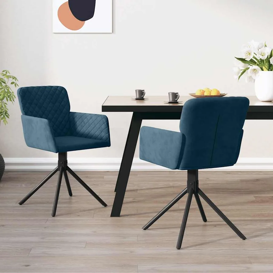 Chaises pivotantes à manger lot de 2 Bleu Velours