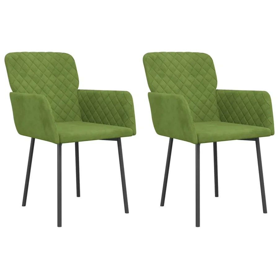 Chaises à manger lot de 2 Vert clair Velours - 2