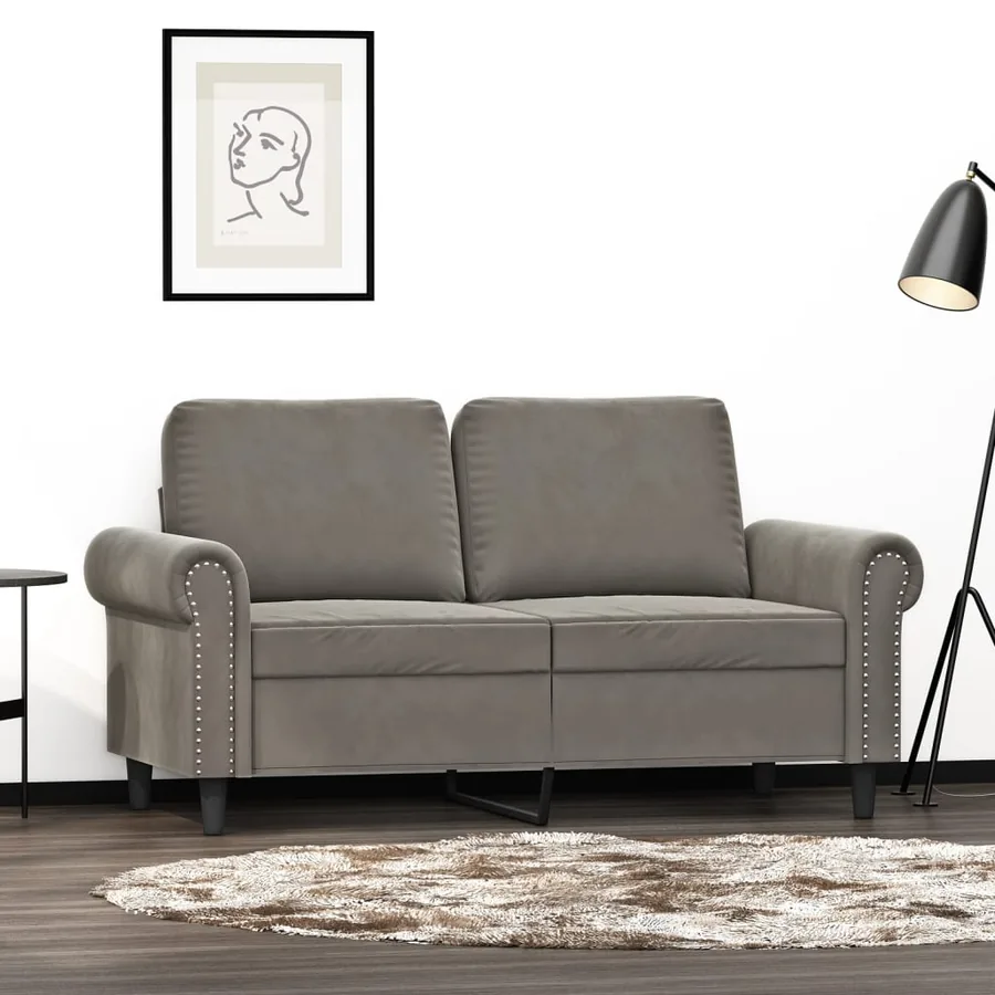 Canapé à 2 places Gris clair 120 cm Velours