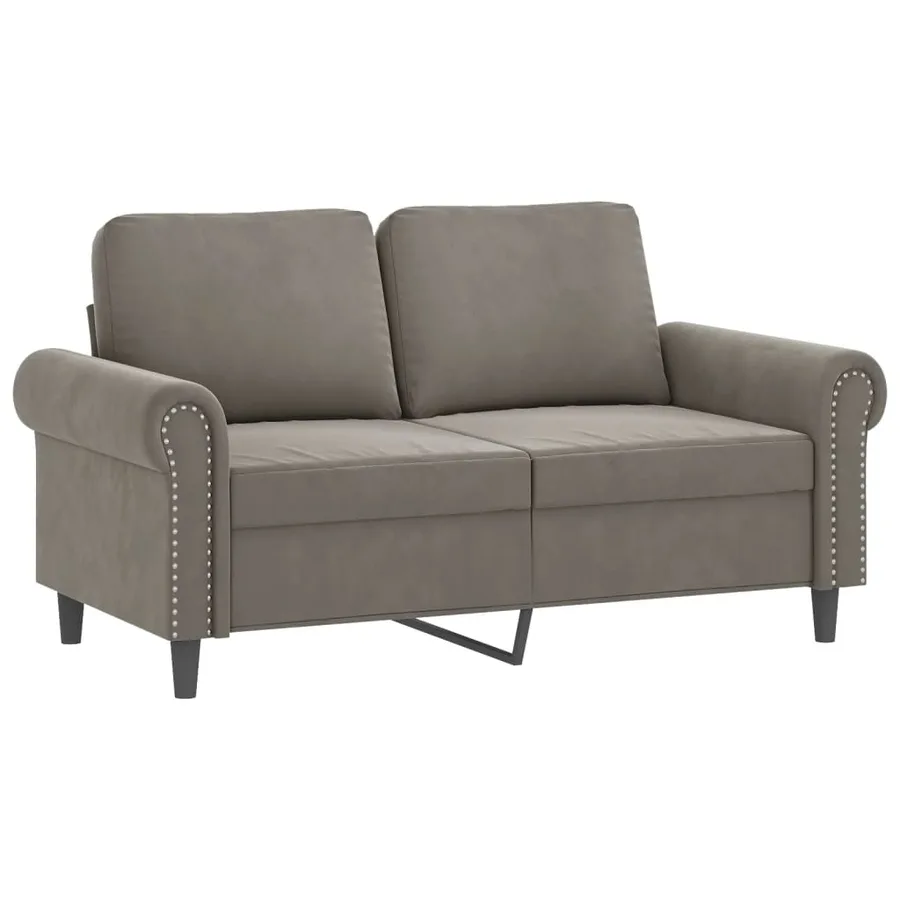 Canapé à 2 places Gris clair 120 cm Velours - 2