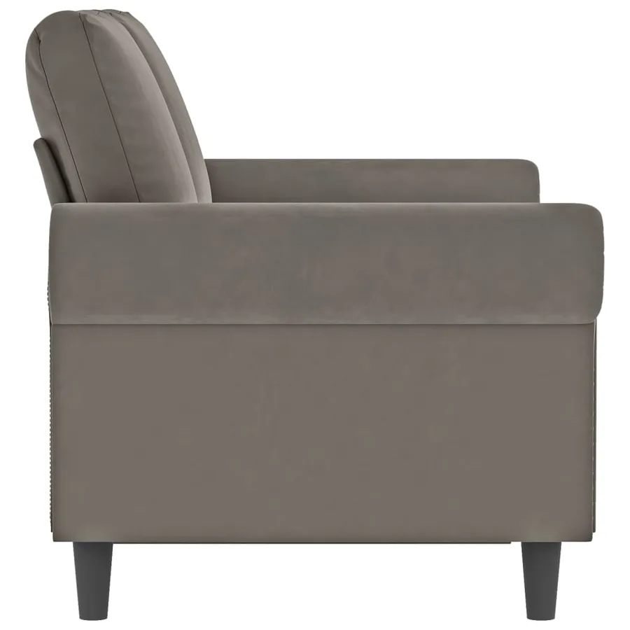 Canapé à 2 places Gris clair 120 cm Velours - 4