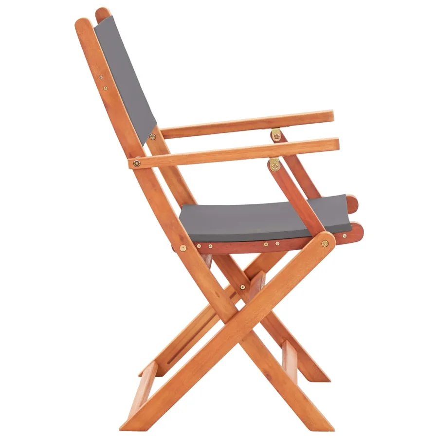 Chaises pliables de jardin lot de 6 gris eucalyptus textilène - 4