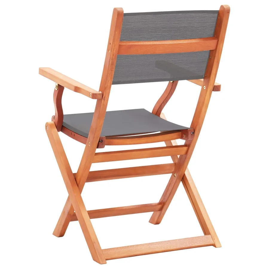 Chaises pliables de jardin lot de 6 gris eucalyptus textilène - 5