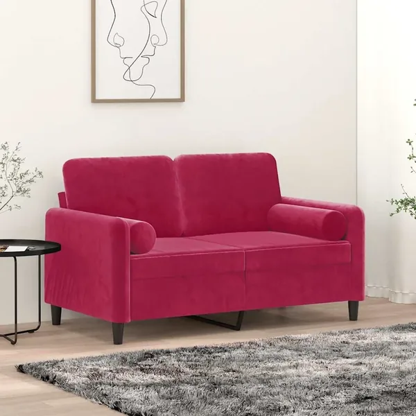 Coussins décoratifs lot de 2 Rouge bordeaux Ø15x50 cm Velours