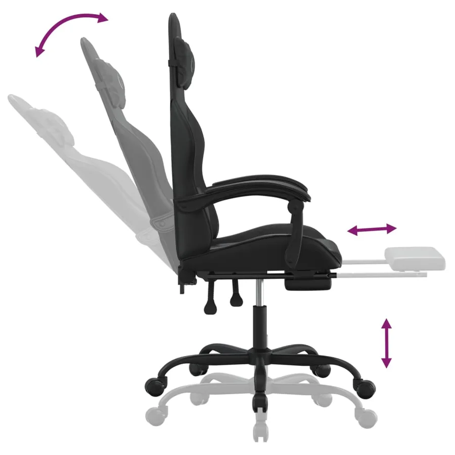 Chaise de jeu pivotante avec repose-pied Noir Similicuir - 11