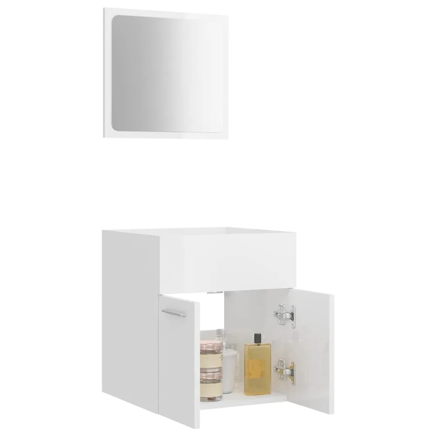 Ensemble de meubles de bain 2 pcs Blanc brillant Aggloméré - 4