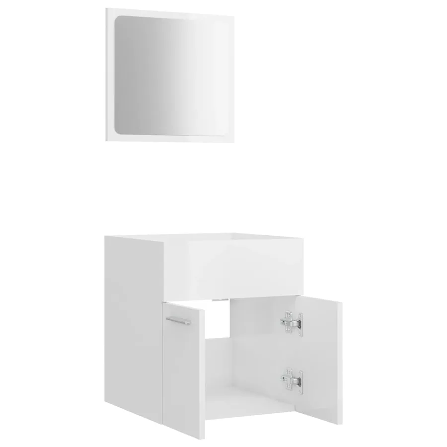 Ensemble de meubles de bain 2 pcs Blanc brillant Aggloméré - 5