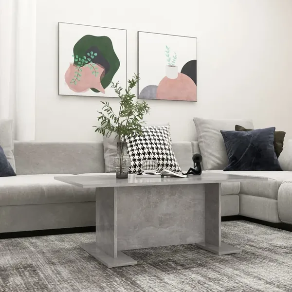Table basse gris béton 103,5x60x40 cm bois d'ingénierie