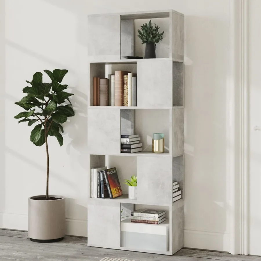 Bibliothèque/Séparateur de pièce Gris béton 60x24x155 cm - 3