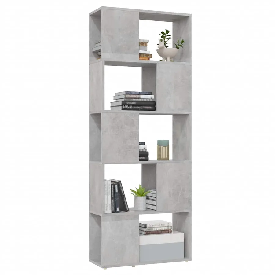 Bibliothèque/Séparateur de pièce Gris béton 60x24x155 cm - 4
