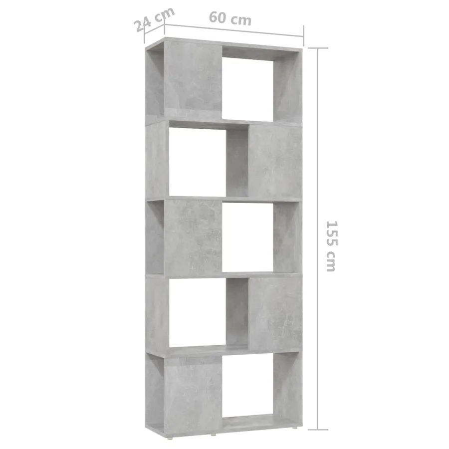 Bibliothèque/Séparateur de pièce Gris béton 60x24x155 cm - 7