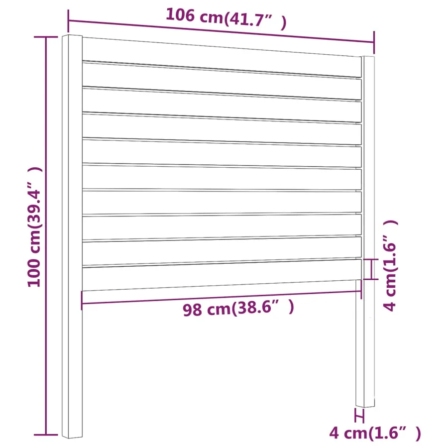 Tête de lit 106x4x100 cm Bois massif de pin - 6