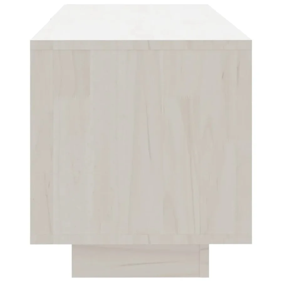 Meuble TV Blanc 110x30x33,5 cm Bois de pin massif - 5