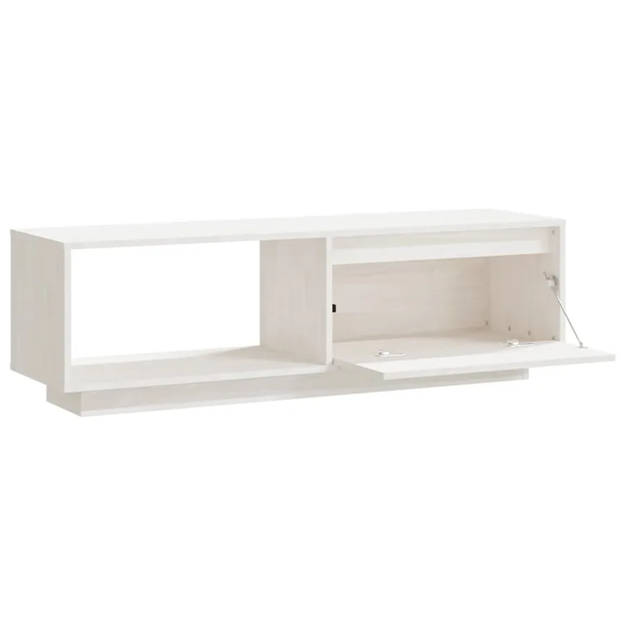 Meuble TV Blanc 110x30x33,5 cm Bois de pin massif - 7