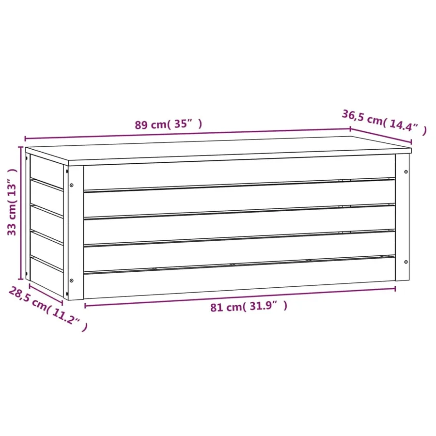 Boîte de rangement 89x36,5x33 cm Bois massif de pin - 8