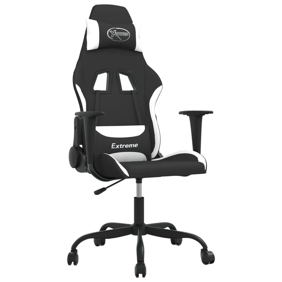 Chaise de jeu de massage Noir et blanc Tissu - 2