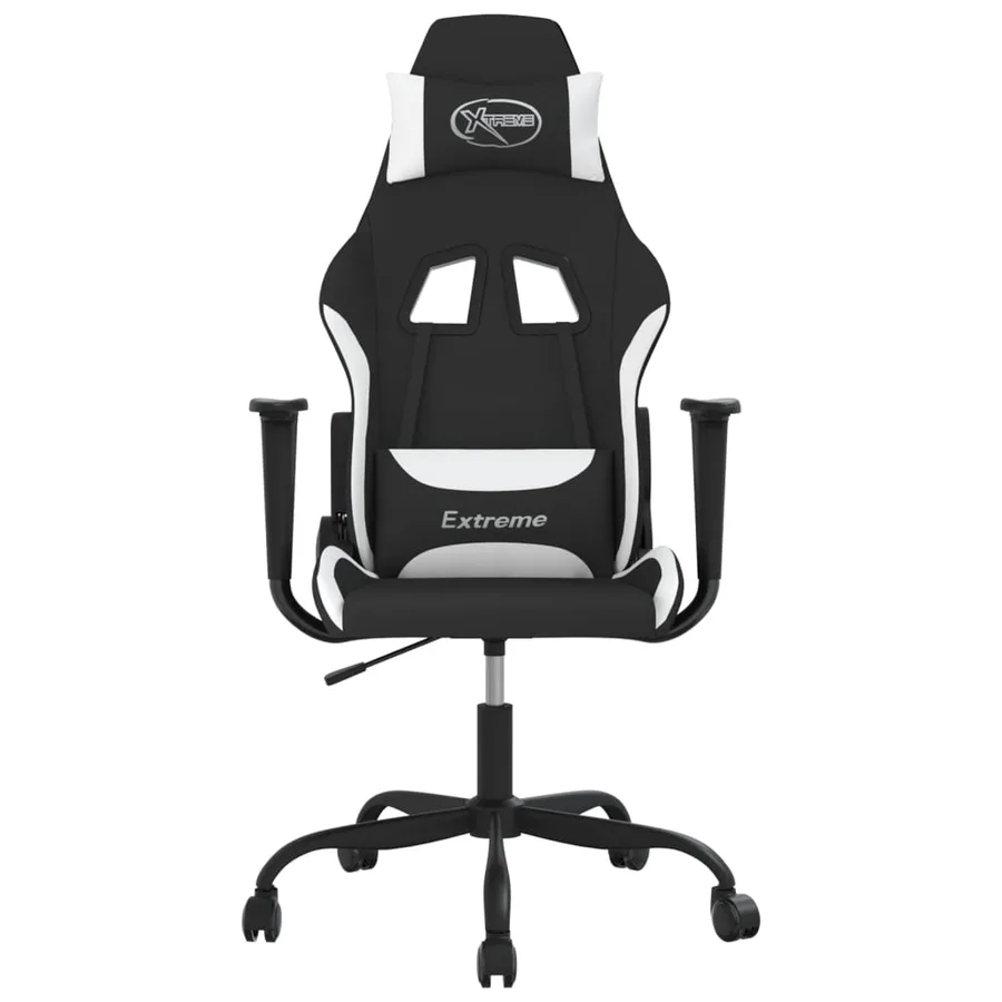 Chaise de jeu de massage Noir et blanc Tissu - 3