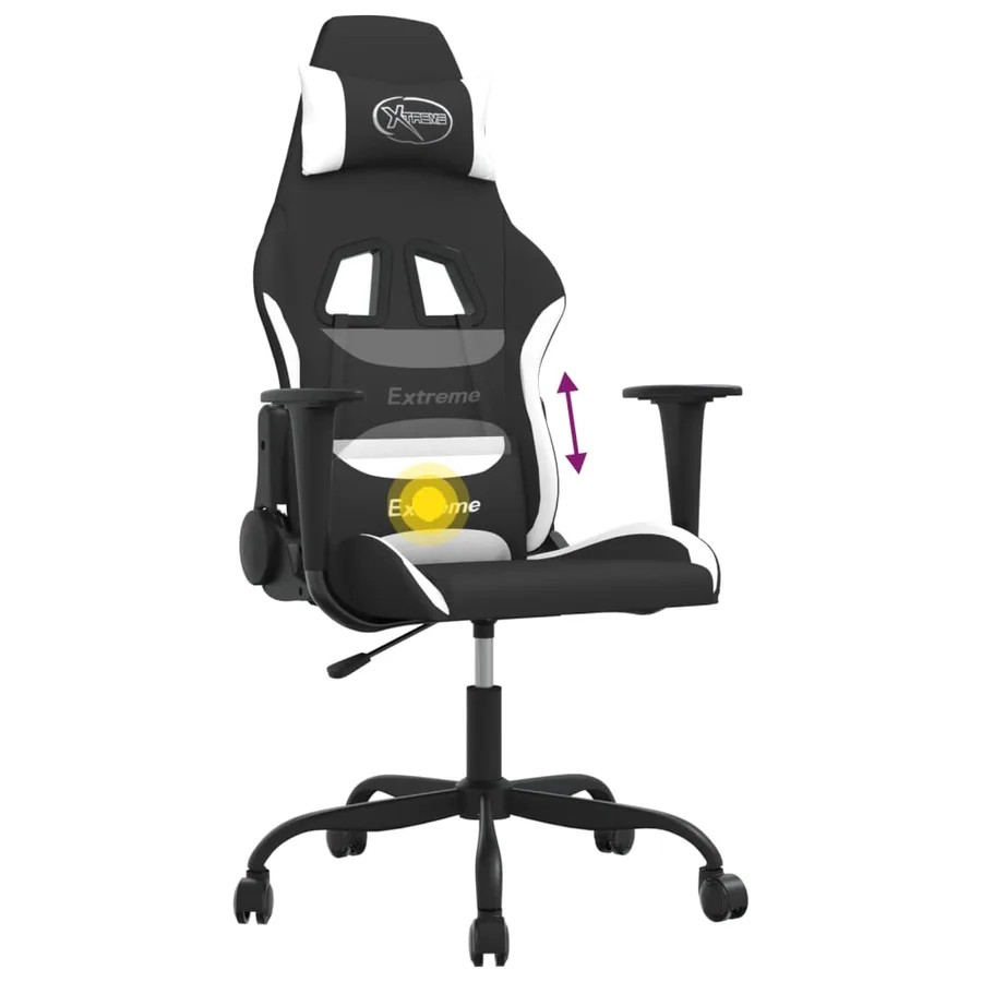 Chaise de jeu de massage Noir et blanc Tissu - 7