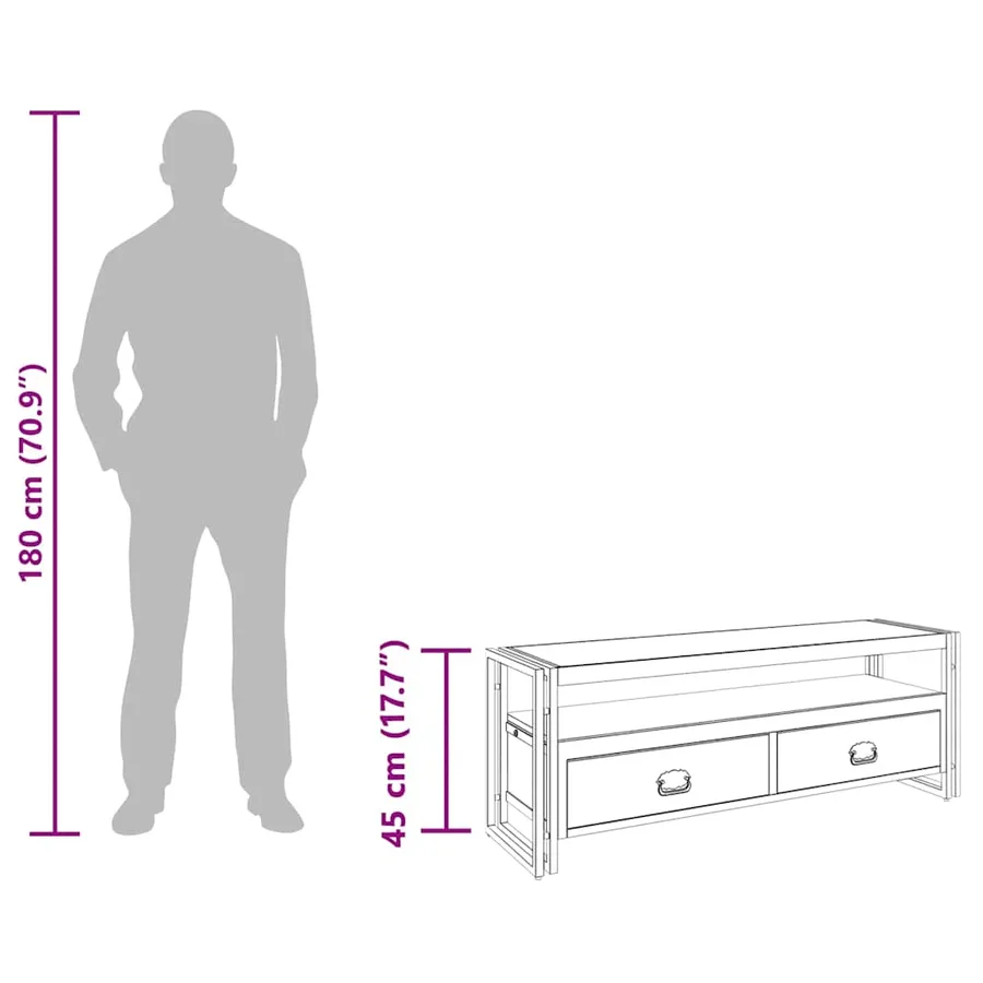 Meuble TV 120x35x45 cm Bois solide de Sesham - 12
