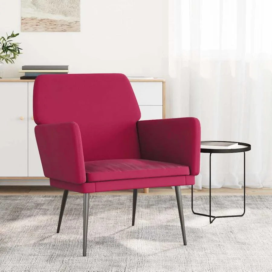 Fauteuil Rouge bordeaux 62x79x79 cm Velours
