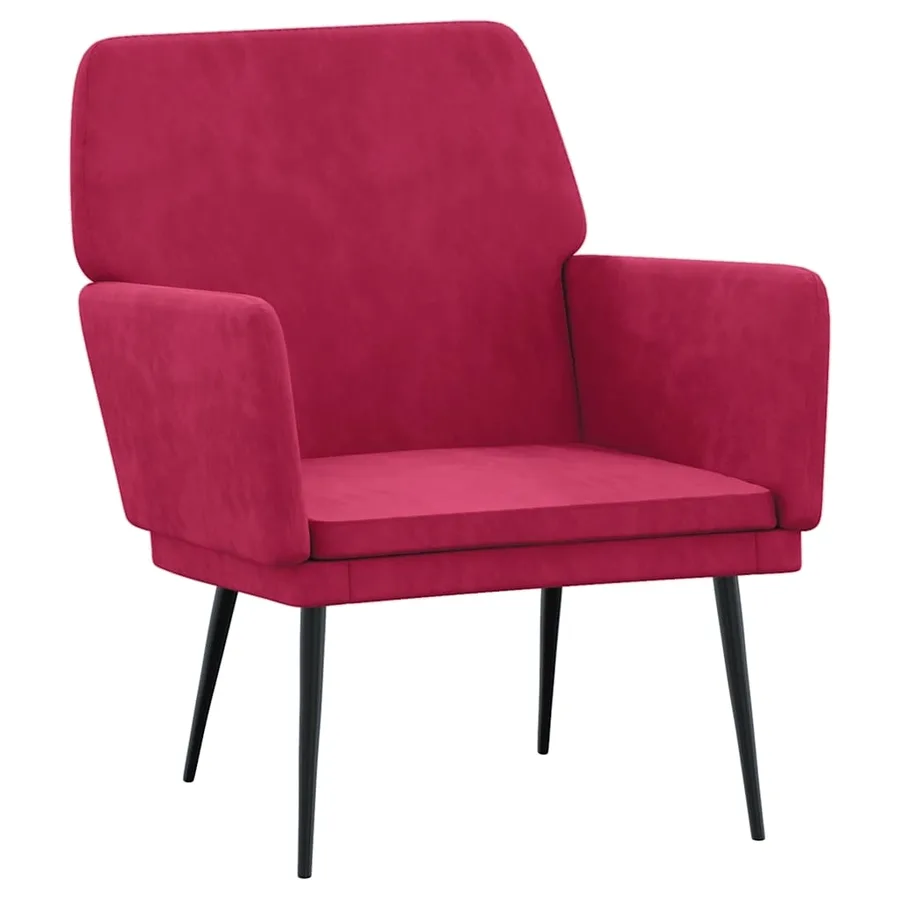 Fauteuil Rouge bordeaux 62x79x79 cm Velours - 2