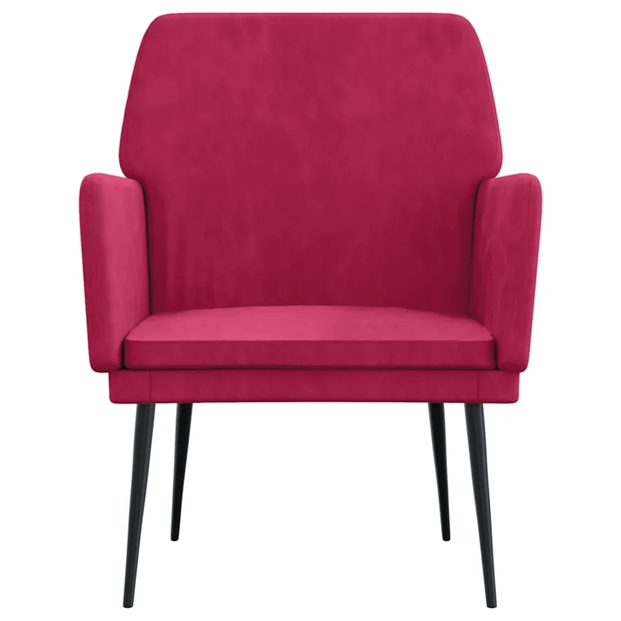 Fauteuil Rouge bordeaux 62x79x79 cm Velours - 3