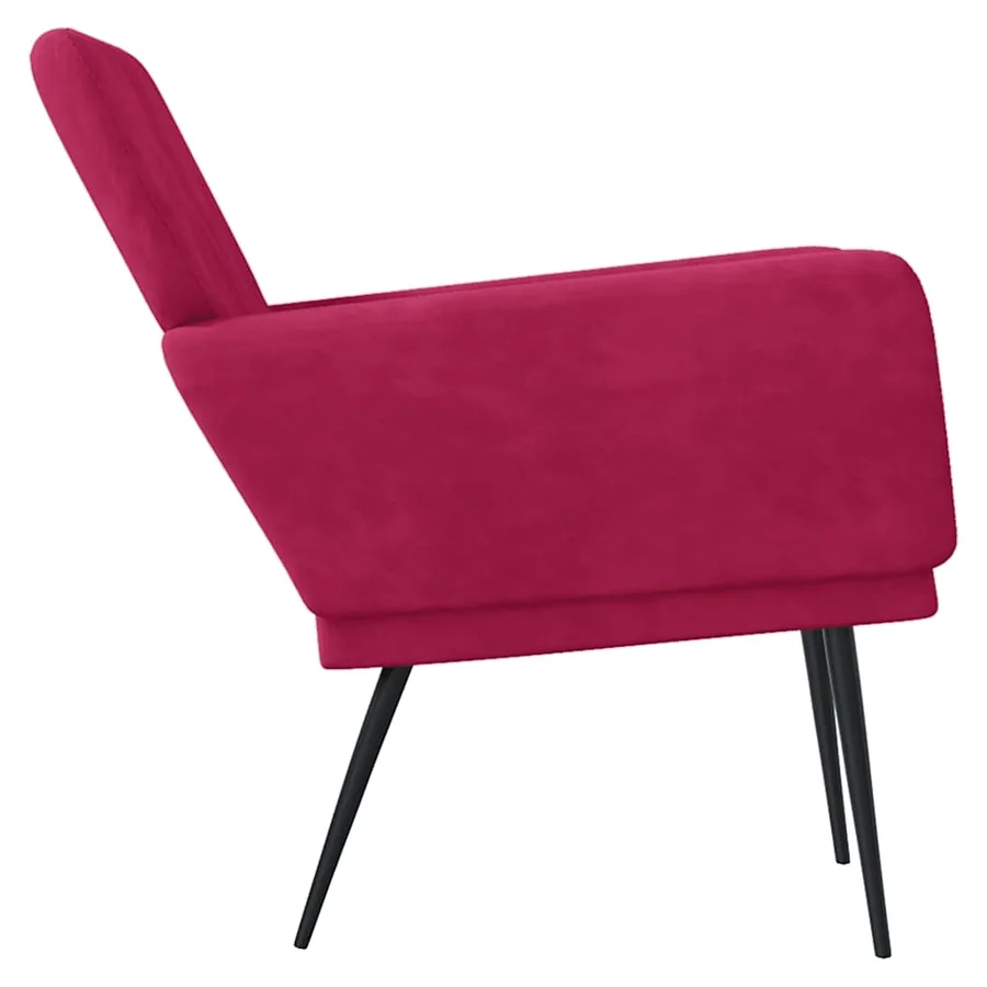 Fauteuil Rouge bordeaux 62x79x79 cm Velours - 4