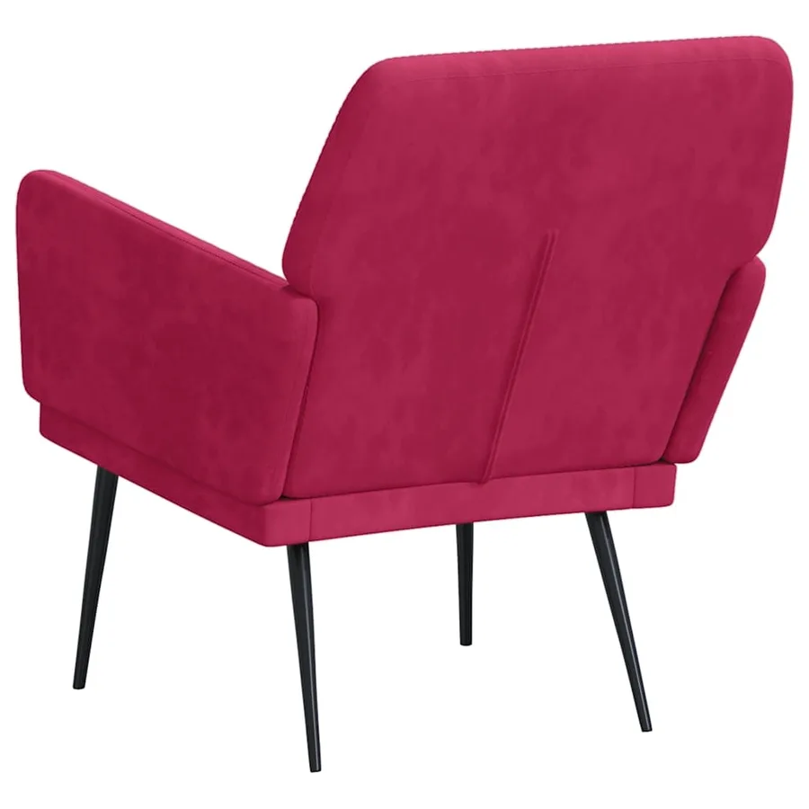 Fauteuil Rouge bordeaux 62x79x79 cm Velours - 5